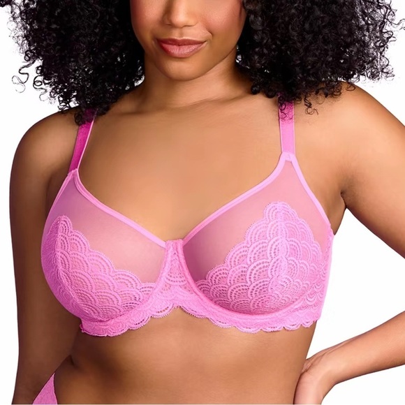 hsia Other - Mermaid Scales bubblegum pink Lace Full Coverage Plus Size Underwire Bra 38C NIB